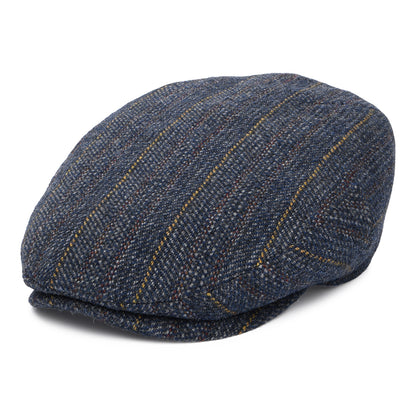 Casquette Plate en Laine Vierge à Chevrons et Rayures Kent bleu-multi STETSON
