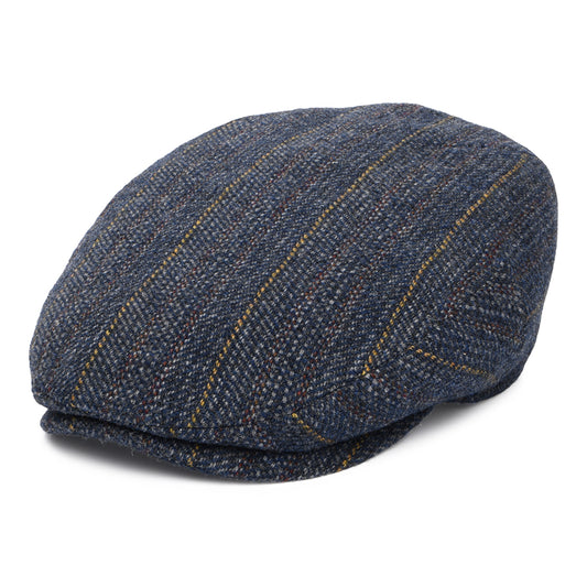 Casquette Plate en Laine Vierge à Chevrons et Rayures Kent bleu-multi STETSON