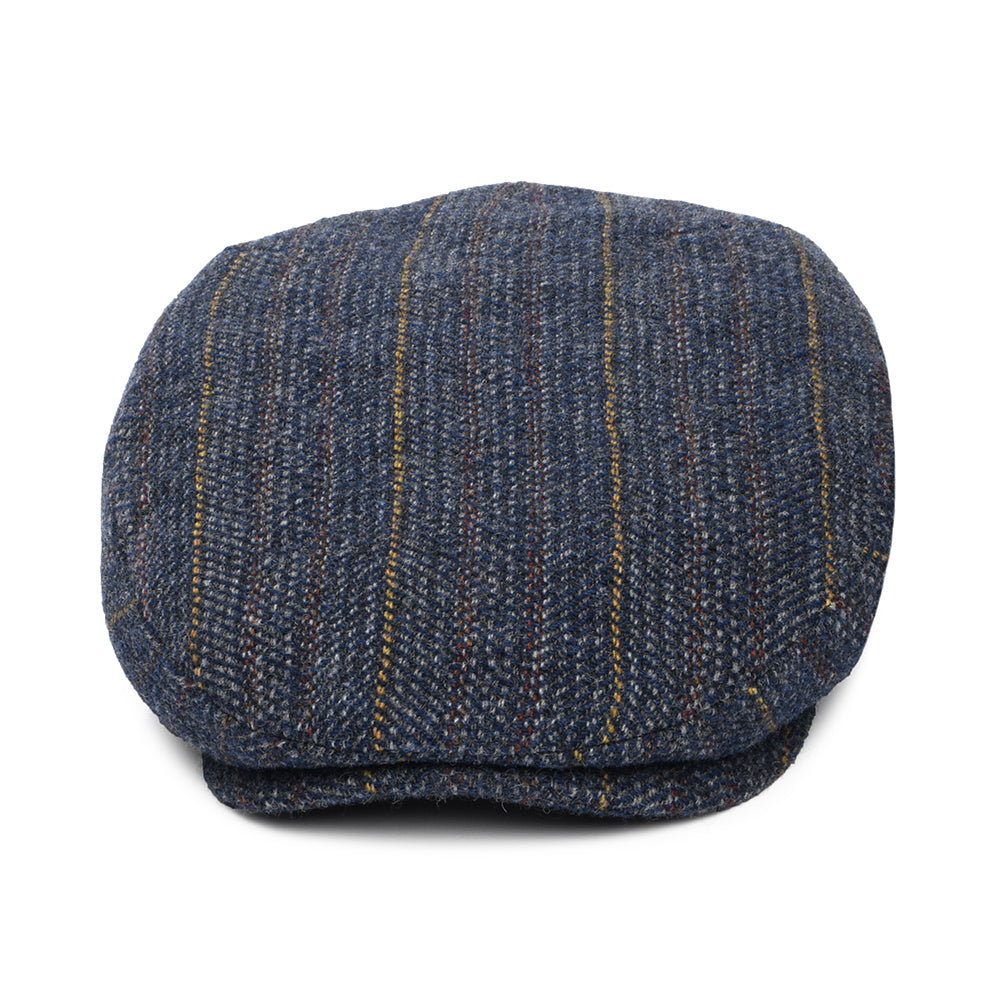 Casquette Plate en Laine Vierge à Chevrons et Rayures Kent bleu-multi STETSON