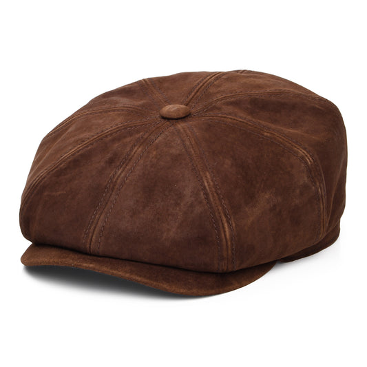Casquette Gavroche en Cuir Vieilli Hatteras cognac STETSON