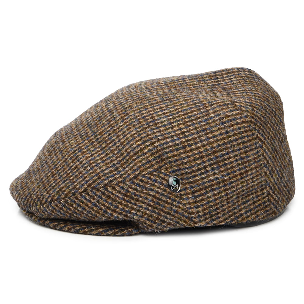 Casquette Plate en HARRIS TWEED Royal marron-bleu CITY SPORT