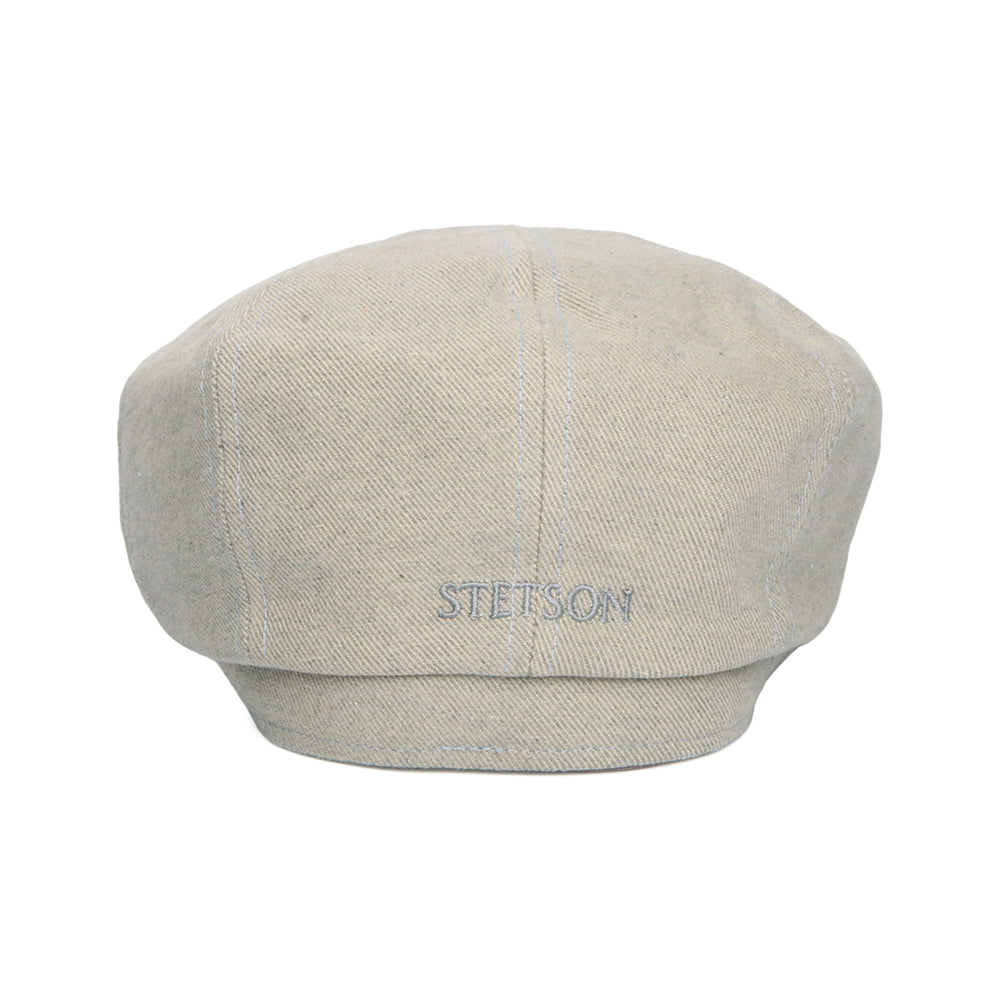 Casquette Gavroche en Coton Sergé Éco-Responsable Hatteras beige-bleu clair STETSON