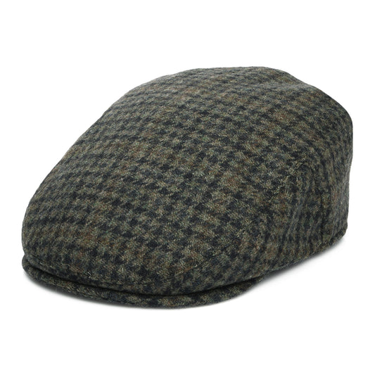 Casquette Plate Pied-de-Poule County en Laine Mélangée mousse-bleu marine FAILSWORTH