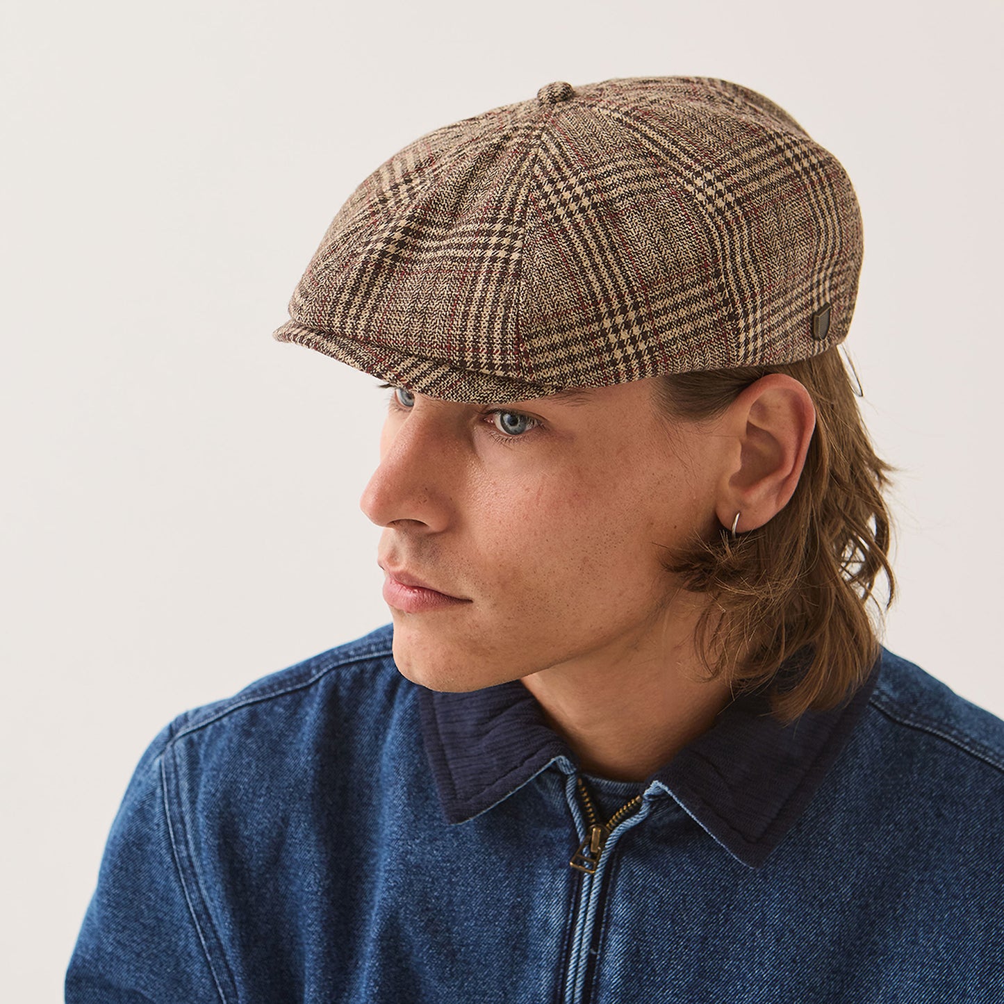Casquette Gavroche à Carreaux Brood marron-beige sable-rouge BRIXTON