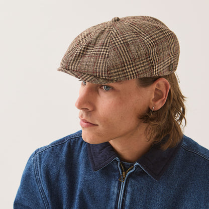 Casquette Gavroche à Carreaux Brood marron-beige sable-rouge BRIXTON