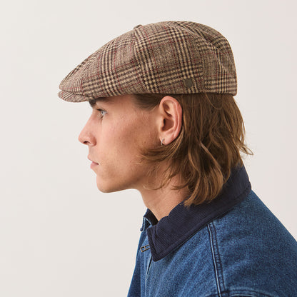 Casquette Gavroche à Carreaux Brood marron-beige sable-rouge BRIXTON