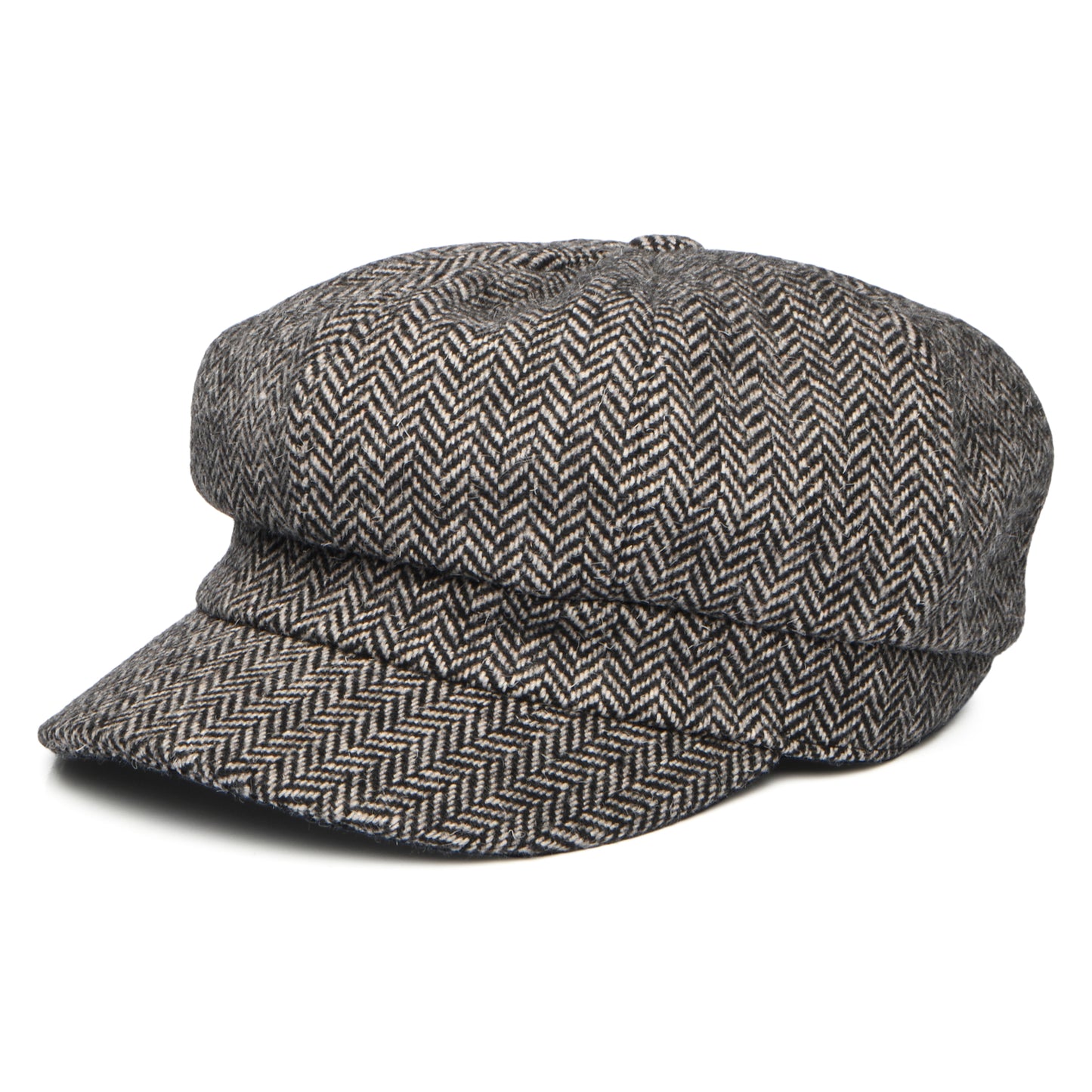 Casquette Gavroche en Laine Mélangée à Chevrons gris WHITELEY