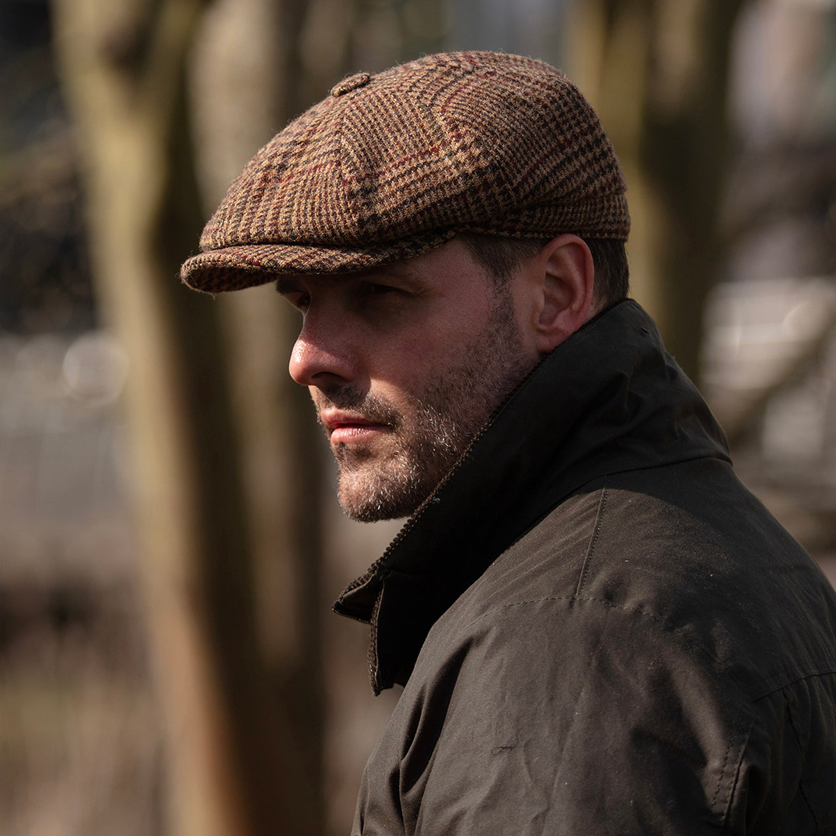 Casquette Gavroche en Laine Britannique à Motif Gun Club Field Heritage marron CHRISTYS