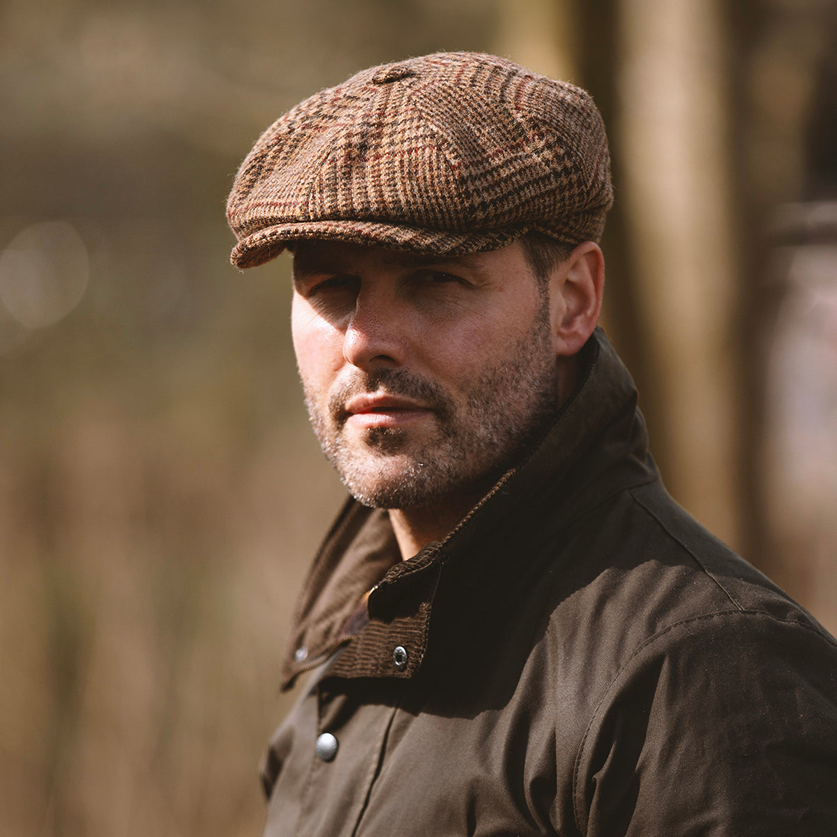 Casquette Gavroche en Laine Britannique à Motif Gun Club Field Heritage marron CHRISTYS