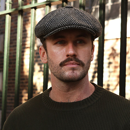 Casquette Gavroche en Laine Mérinos à Chevrons Portobello gris CHRISTYS