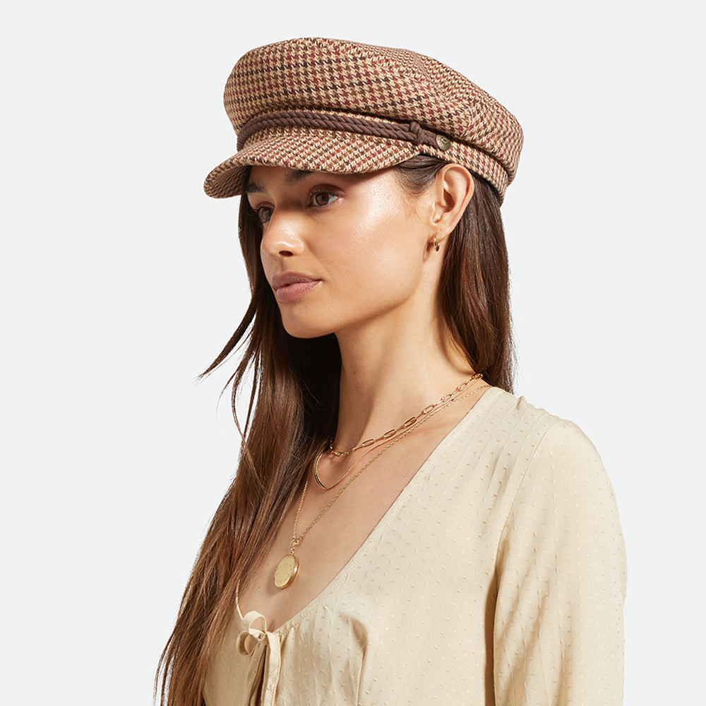 Casquette de Marin Pied-de-Poule sable-marron-rouille BRIXTON