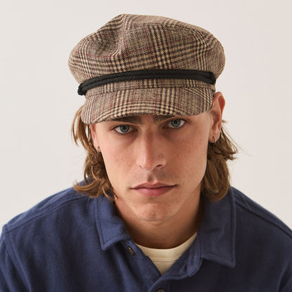 Casquette de Marin à Carreaux marron-beige sable-rouge BRIXTON