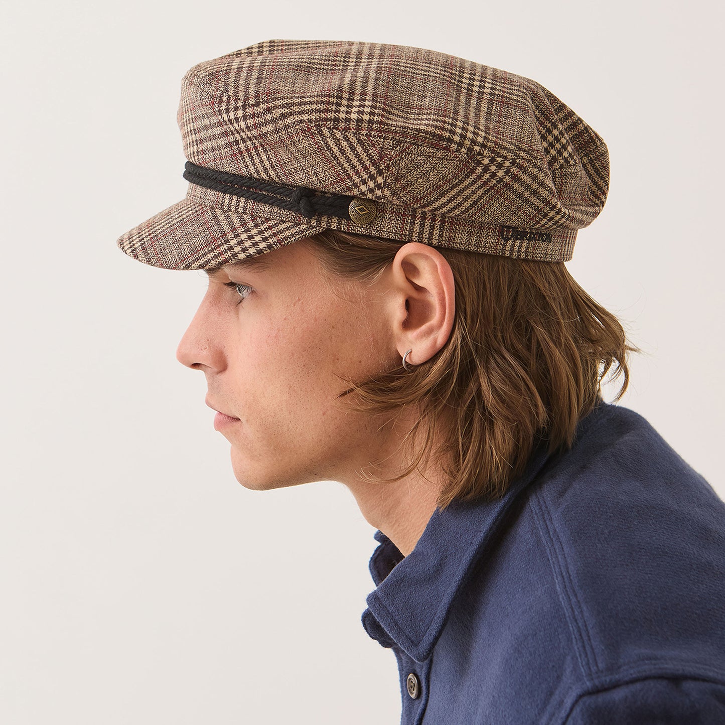 Casquette de Marin à Carreaux marron-beige sable-rouge BRIXTON