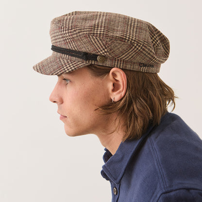 Casquette de Marin à Carreaux marron-beige sable-rouge BRIXTON