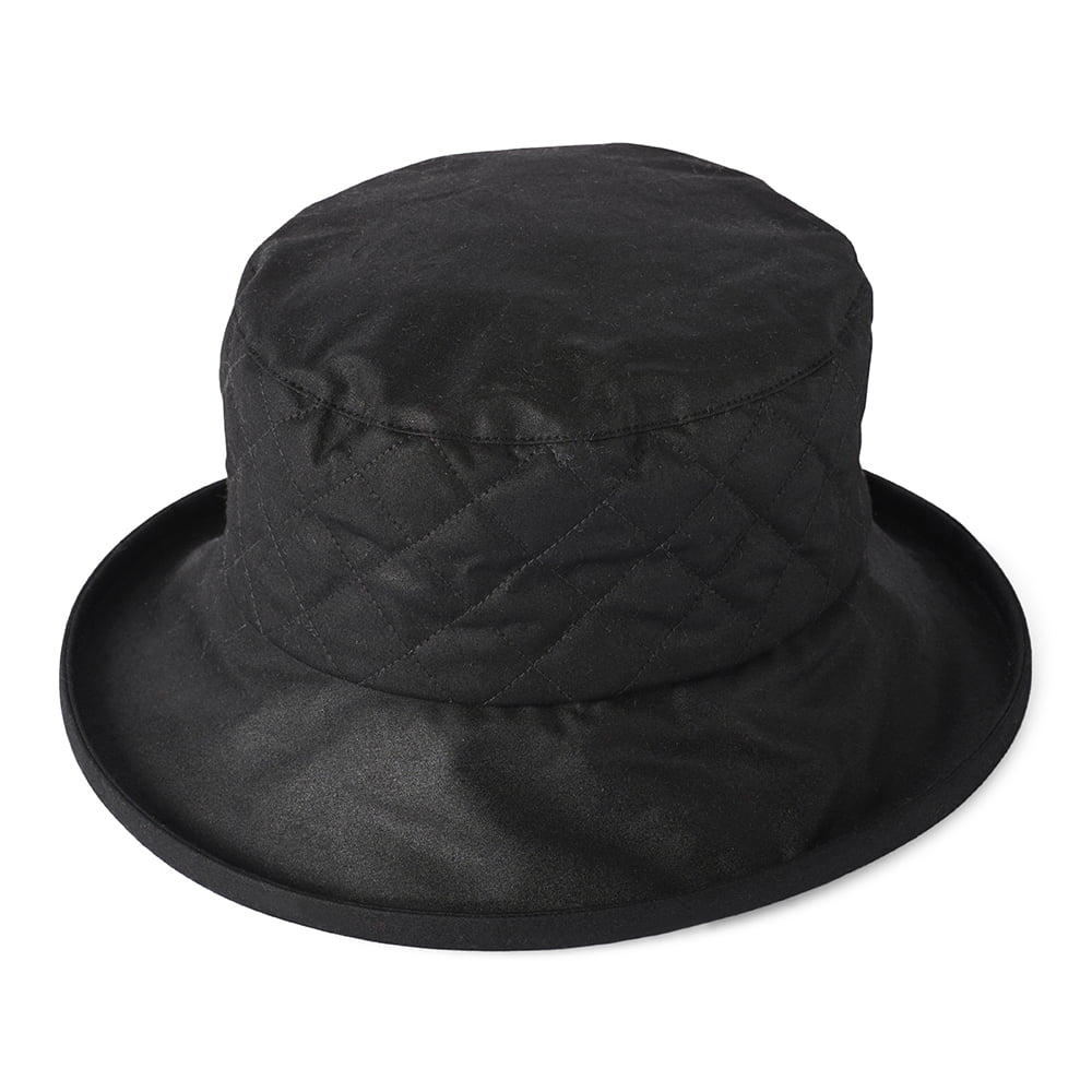 Chapeau Bob Matelassé en Coton Ciré Britannique noir FAILSWORTH