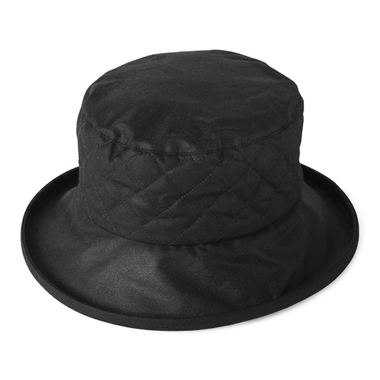 Chapeau Bob Matelassé en Coton Ciré Britannique noir FAILSWORTH