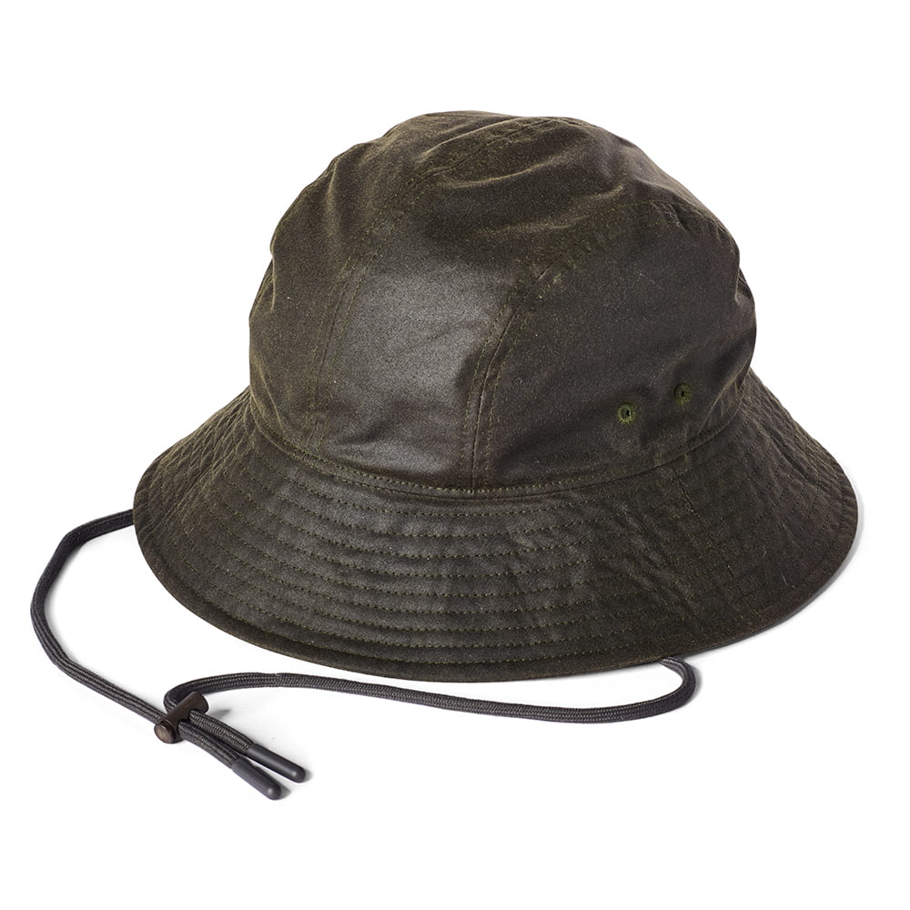 Chapeau Bob Glasto en Coton Ciré Britannique olive FAILSWORTH