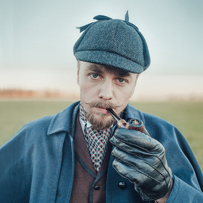 Chapeau Sherlock Holmes en HARRIS TWEED noir-anthracite JAXON & JAMES