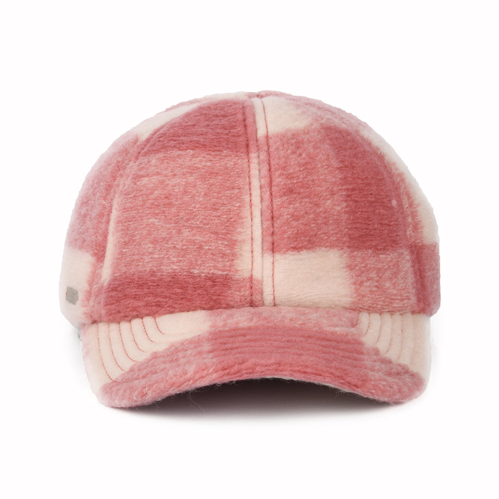 Casquette Hiver en Laine Mélangée à Carreaux rose-blanc cassé SEEBERGER