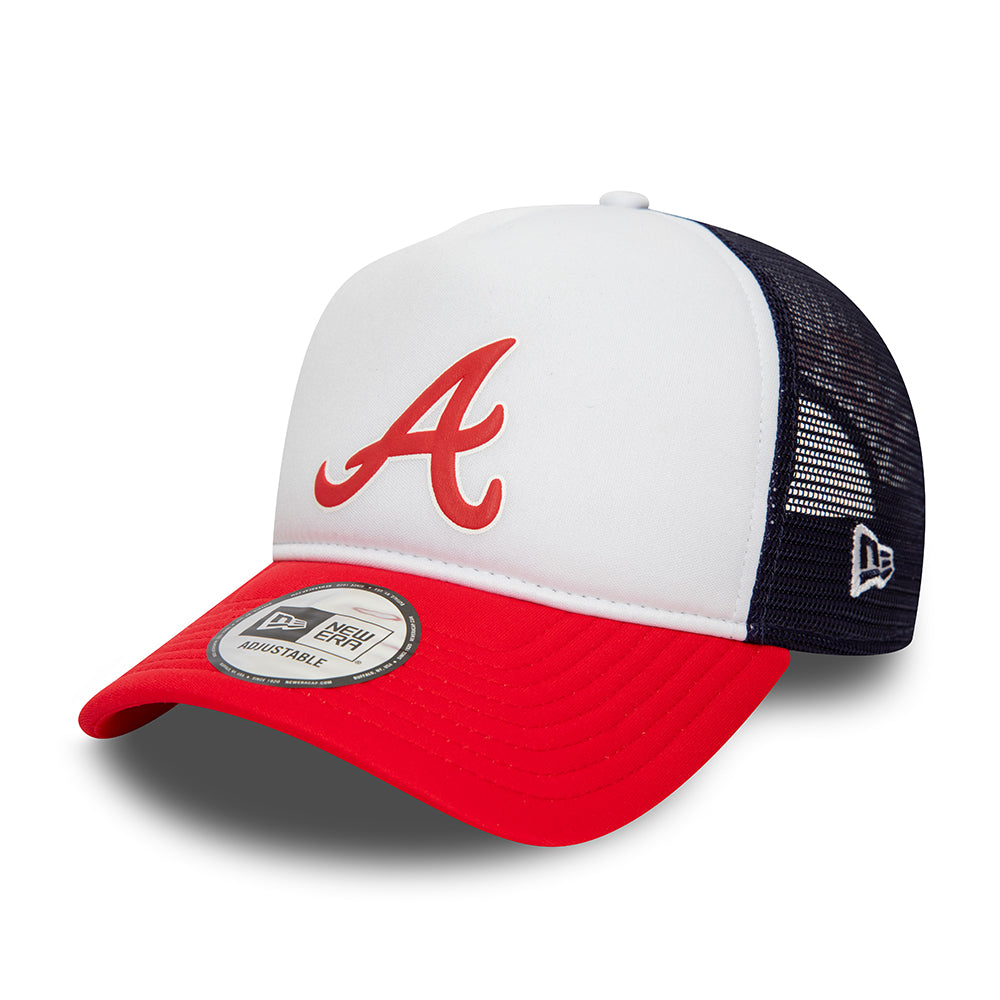 Casquette Trucker MLB Logo A-Frame Atlanta Braves blanc-écarlate-bleu marine NEW ERA
