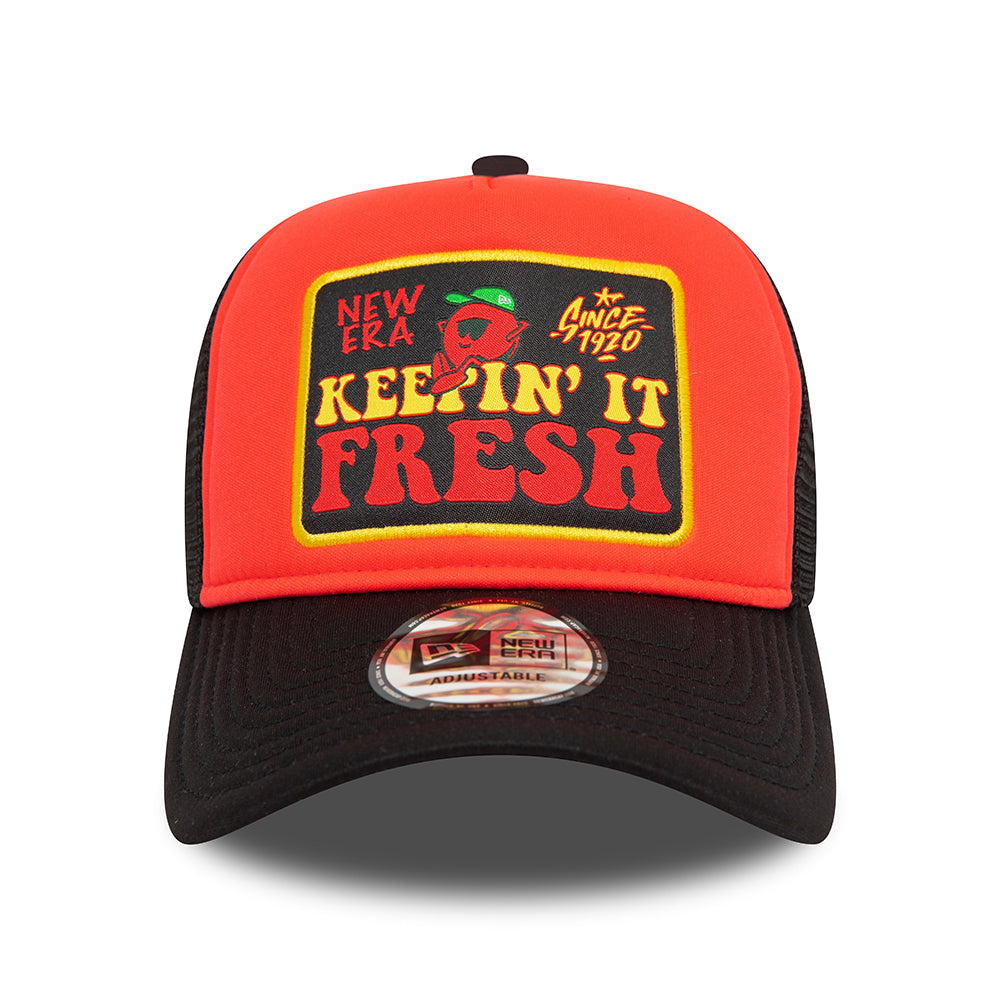 Casquette Trucker A-Frame NE Patch orange-noir NEW ERA