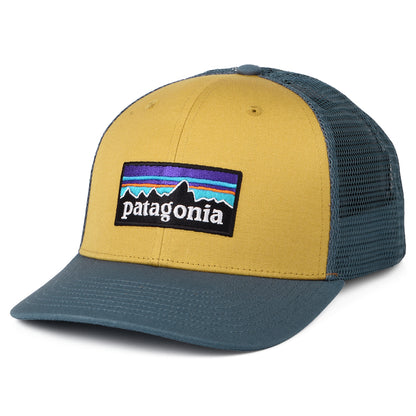 Casquette Trucker en Coton Bio P-6 Logo moutarde-bleu fumée PATAGONIA