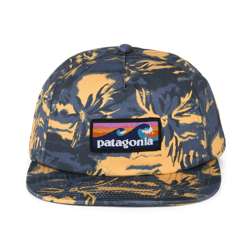 Casquette en Coton Bio Cliffs And Waves Boardshort Label Funfarer bleu ardoise-moutarde PATAGONIA