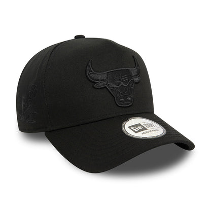 Casquette Snapback NBA Monochrome A-Frame Chicago Bulls noir sur noir NEW ERA