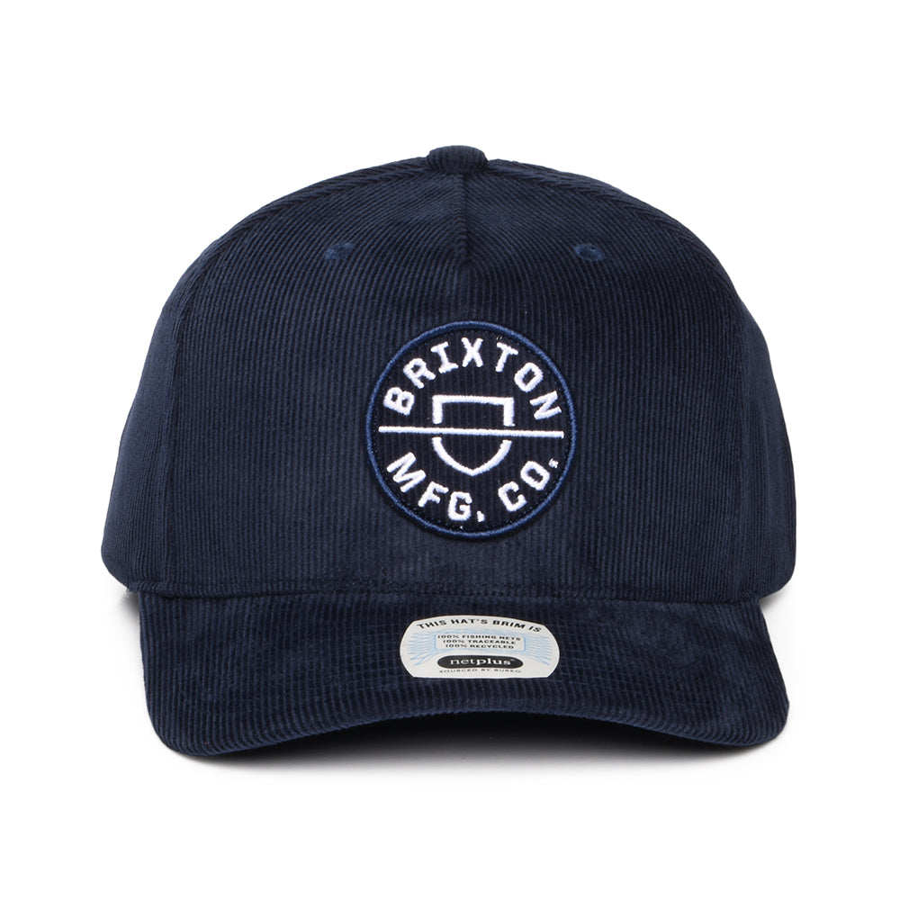 Casquette Snapback en Velours Côtelé Crest C NetPlus MP bleu marine délavé BRIXTON