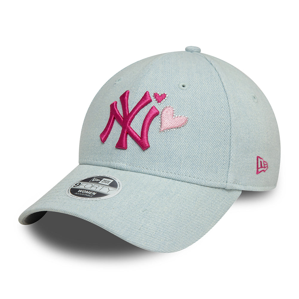 Casquette Femme 9FORTY MLB Denim Icon New York Yankees bleu clair-rose NEW ERA