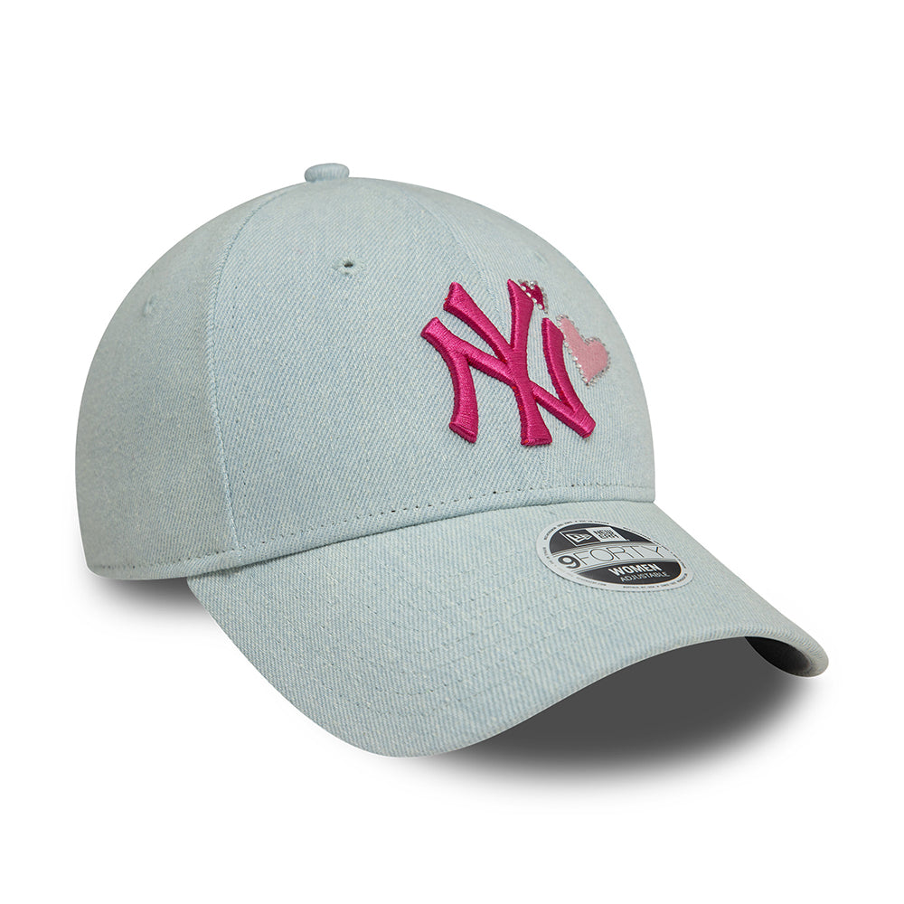 Casquette Femme 9FORTY MLB Denim Icon New York Yankees bleu clair-rose NEW ERA