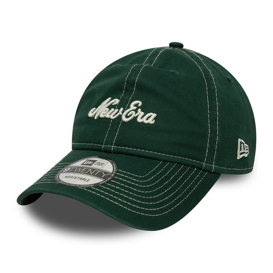 Casquette 9TWENTY Contrast Stitch en Coton vert foncé-blanc NEW ERA