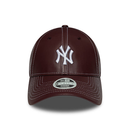 Casquette Femme 9FORTY MLB Topstitch PU New York Yankees bordeaux-blanc NEW ERA
