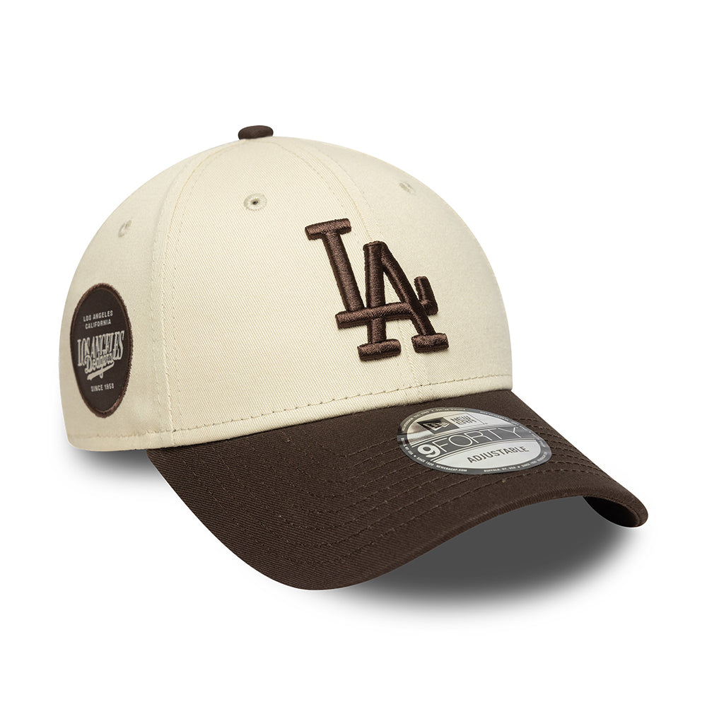 Casquette 9FORTY L.A. Dodgers MLB Side Patch crème-marron NEW ERA