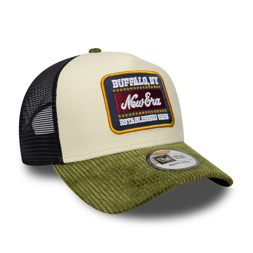 Casquette Trucker A-Frame 9FORTY Patch Cord crème-olive NEW ERA
