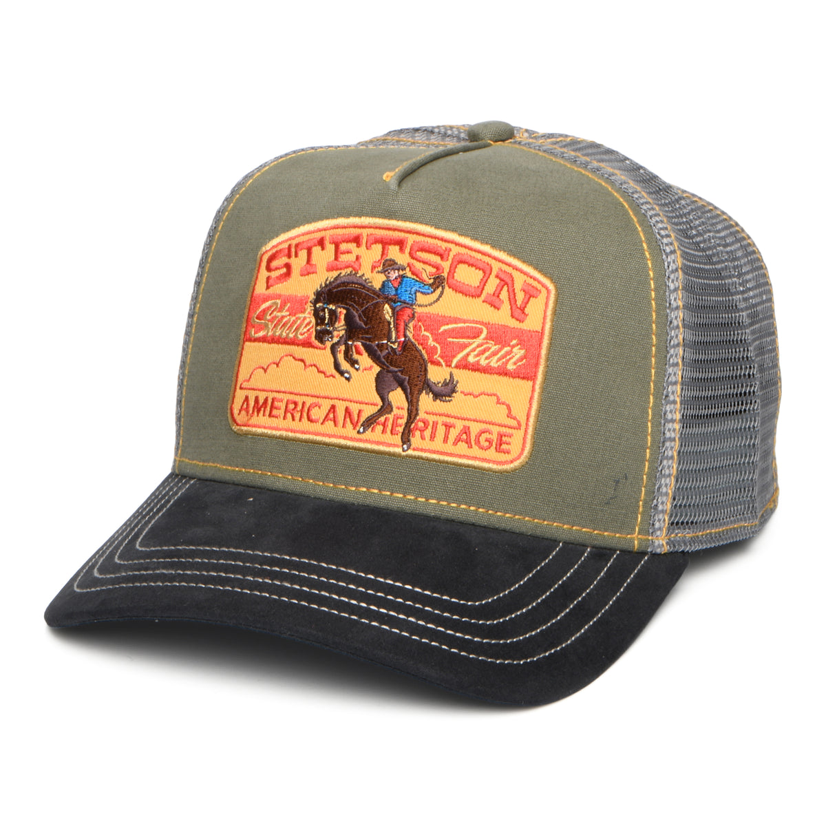 Casquette Trucker State Fair olive-gris STETSON