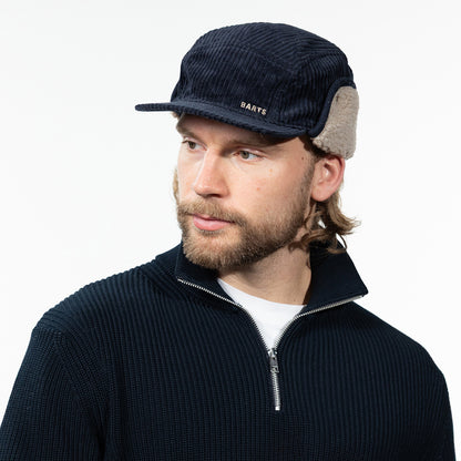 Casquette 5 Panel en Velours Côtelé Avec Protège-Oreilles Rayner bleu marine foncé BARTS