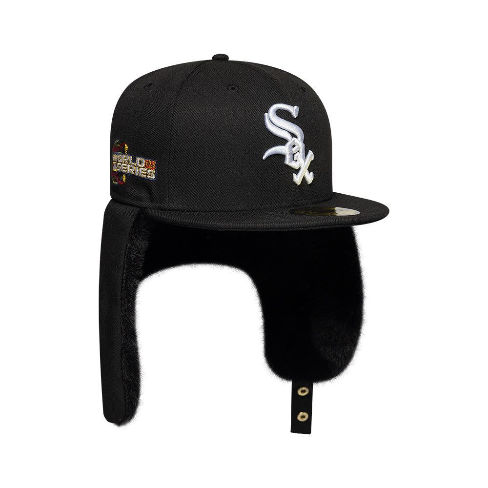 Casquette 59FIFTY MLB World Series Dogear Avec Protège-Oreilles Chicago White Sox noir-blanc NEW ERA