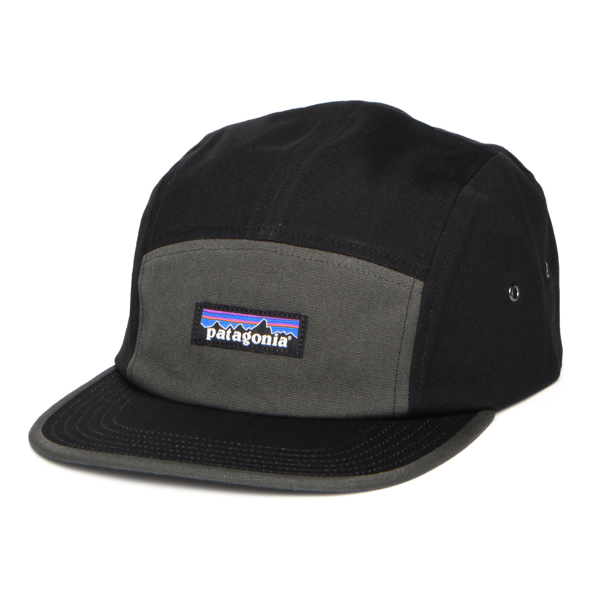 Casquette 5 Panel en Coton Bio P-6 Label Graphic Maclure noir-gris PATAGONIA