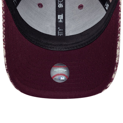 Casquette Femme 9FORTY M-Crown MLB Houndstooth New York Yankees crème-bordeaux NEW ERA