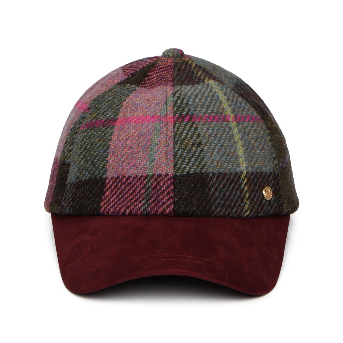 Casquette en HARRIS TWEED bordeaux-mousse FAILSWORTH