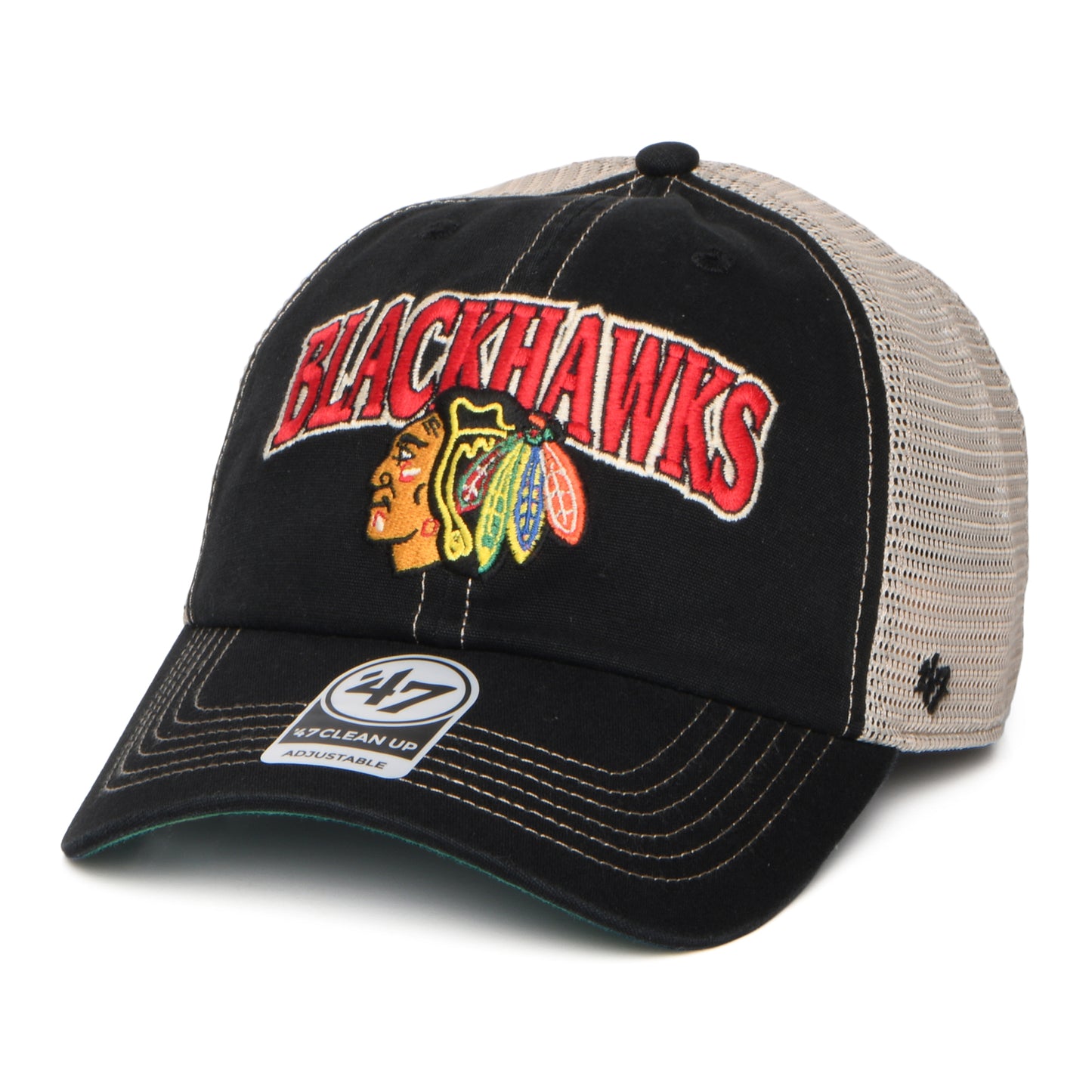 Casquette Trucker NHL Tuscaloosa Clean Up Chicago Blackhawks noir délavé-blanc 47 BRAND