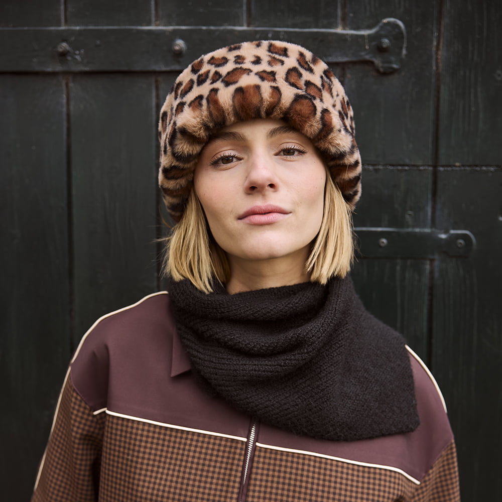 Chapeau Hiver en Fausse Fourrure Léopard Cherrybush marron BARTS