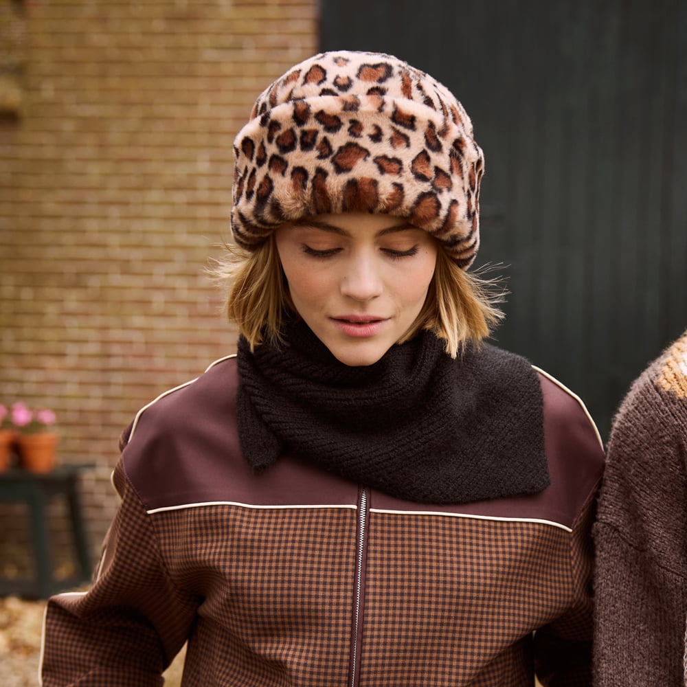 Chapeau Hiver en Fausse Fourrure Léopard Cherrybush marron BARTS