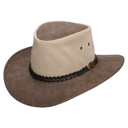 Chapeau Australien Ventilé en Simili-Cuir Voyageur marron DENTON