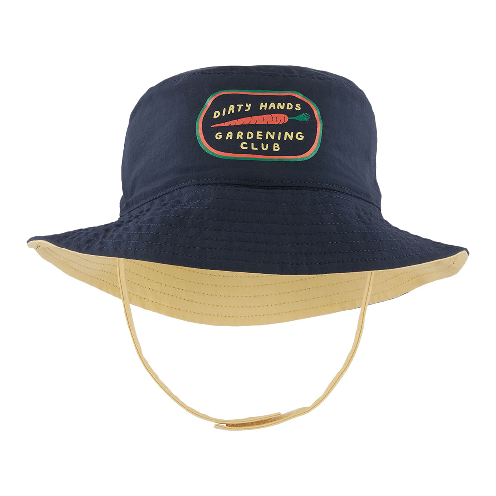 Chapeau Bob Bébé Réversible Été Garden Club bleu marine-jaune PATAGONIA