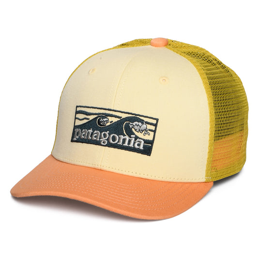 Casquette Trucker Enfant en Coton Bio Boardshort Logo Tones babeurre-pêche-mousse PATAGONIA