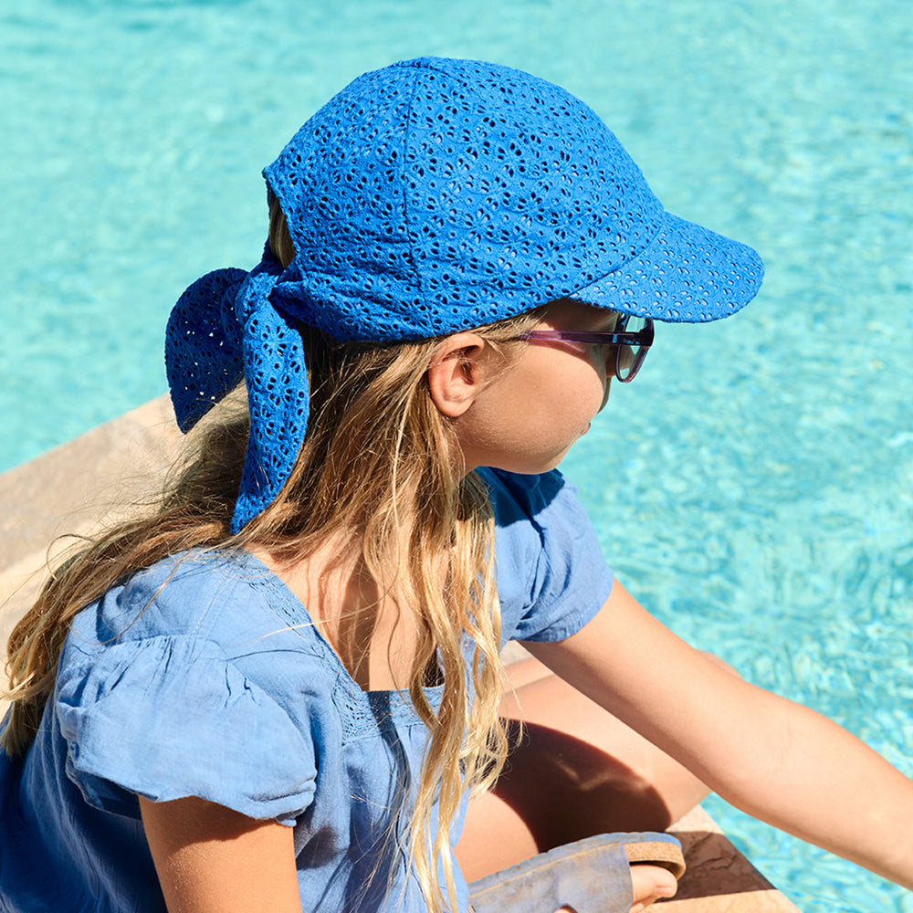 Casquette de Soleil Enfant en Coton Broderie Anglaise Wuppy bleu roi BARTS
