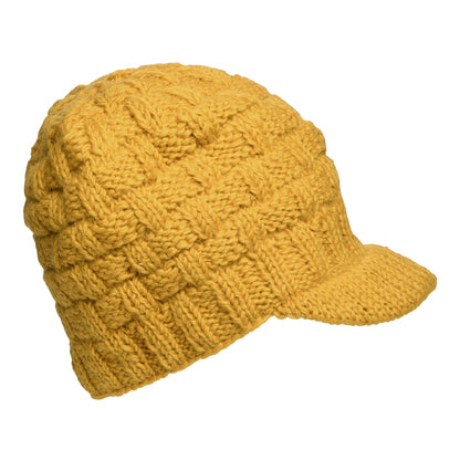Bonnet à Visière Maille Nattée jaune KUSAN