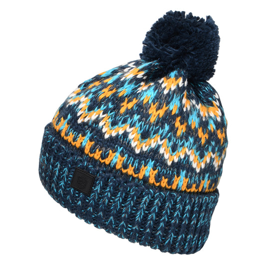 Bonnet à Pompon Fair Isle Arctic bleu marine-bleu-jaune FAILSWORTH